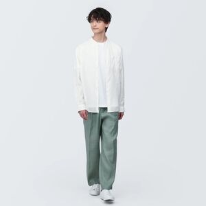UNIQLO Men's Linen Stand Collar Long Sleeve Shirt L